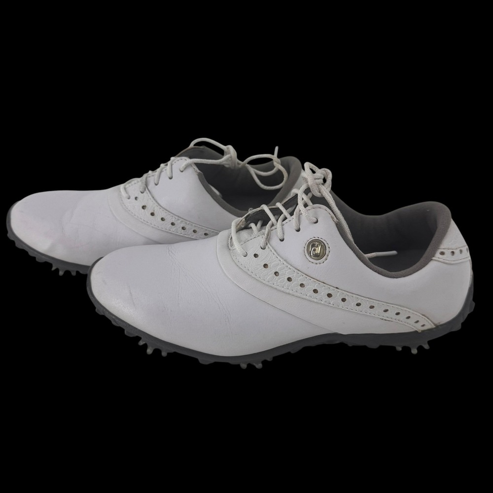 FootJoy Womens White Leather Wingtip Golf Shoes Softspikes Cleated Size 7.5 - Picture 3 of 7